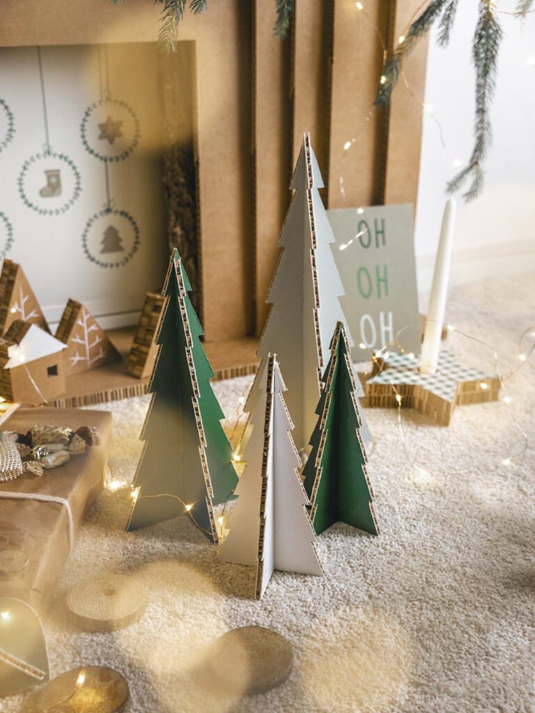 Abeti 3d decorativi verdi set 4 pz