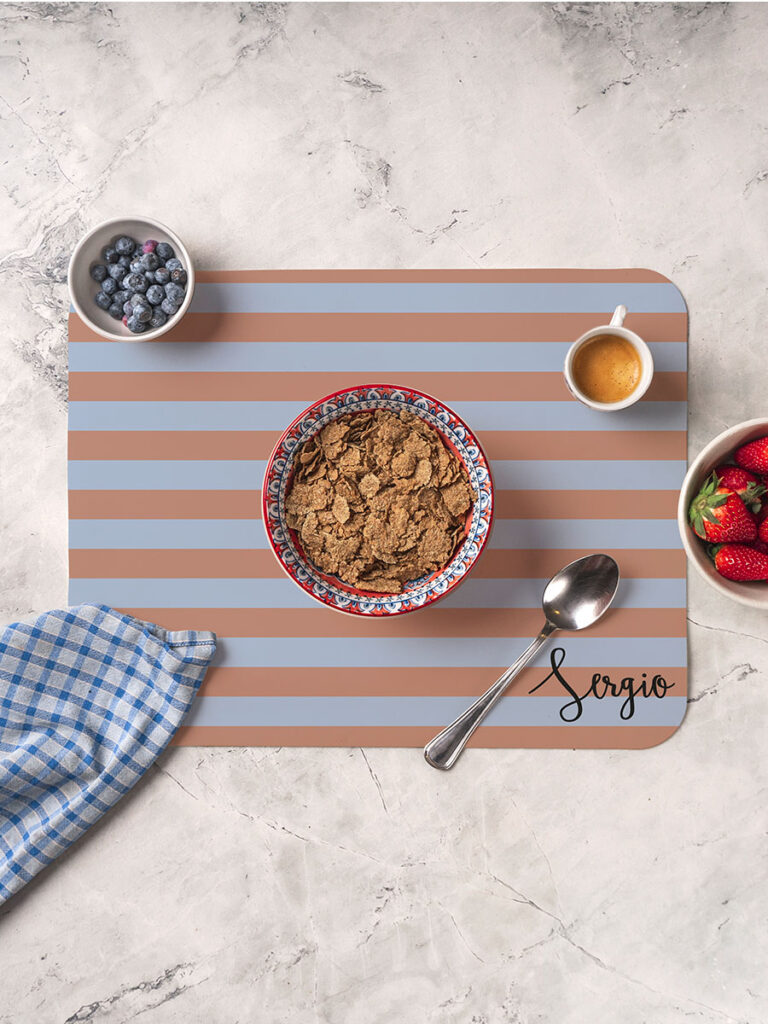 Tovaglietta Americana Stripes Personalizzata - arancio e blu