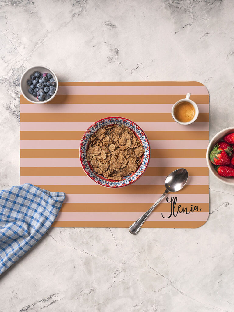 Tovaglietta Americana Stripes Personalizzata - rosa e arancio
