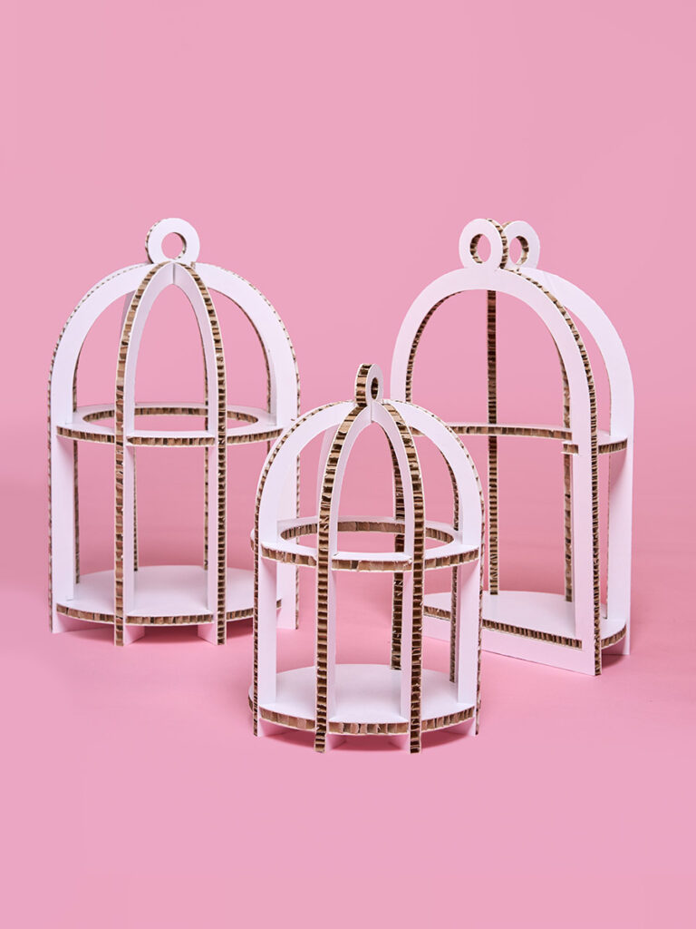 Gabbiette decorative bianche set 3 pz