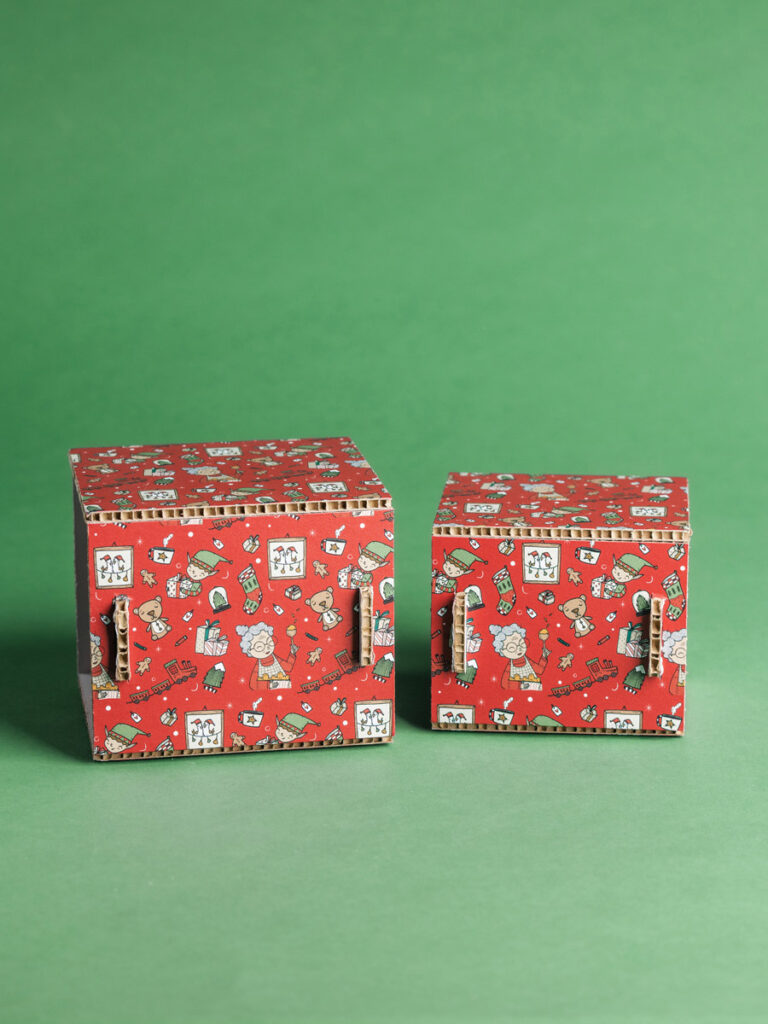 Scatole cubo rosse "Mamma Natale" set 2 pz