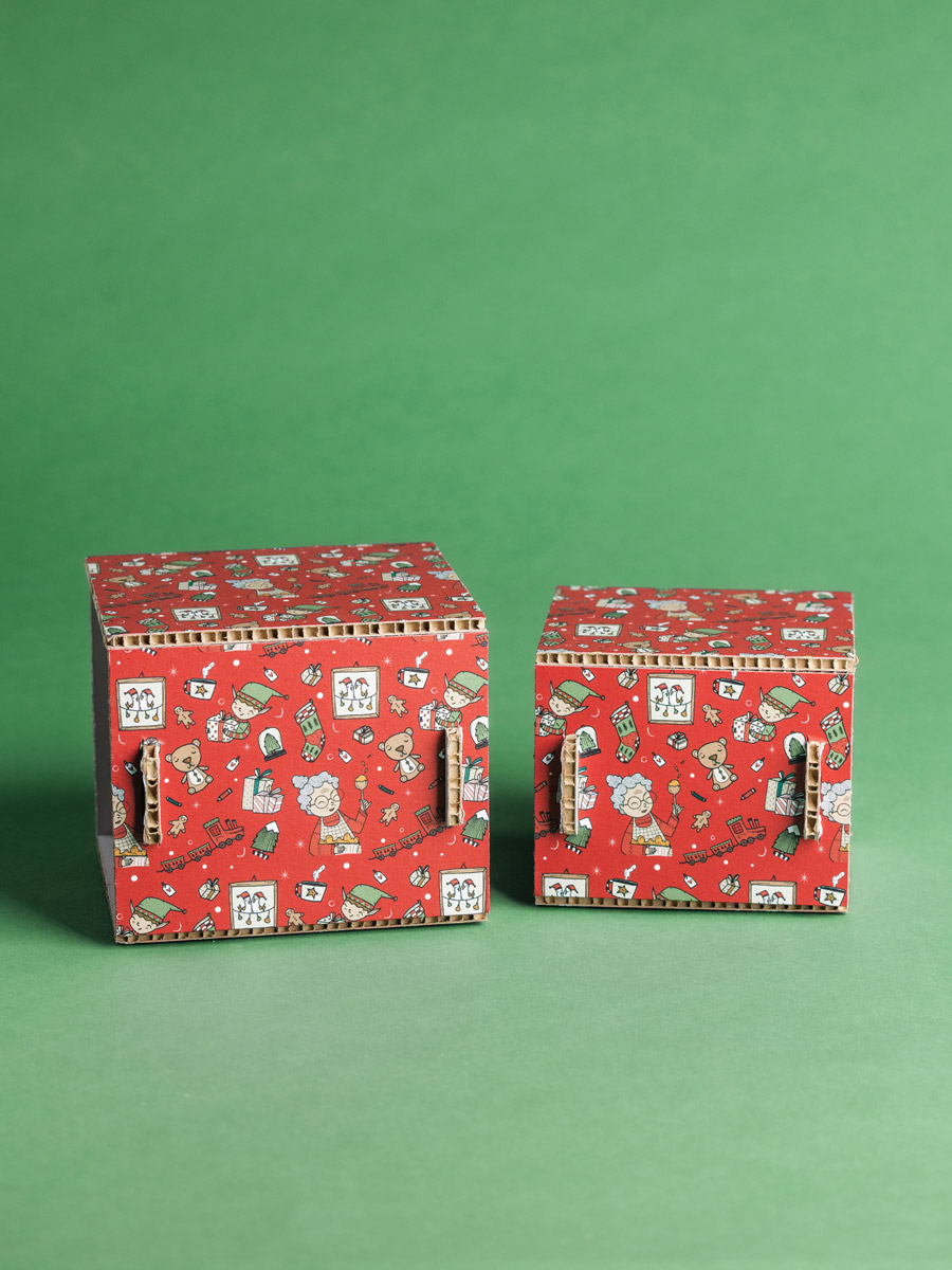 Scatole cubo rosse Mamma Natale set 2 pz