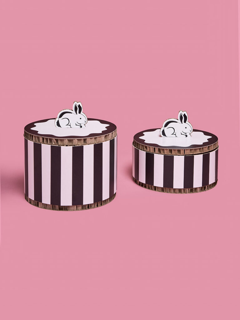Box righe coniglio bianco e nero set 2 pz