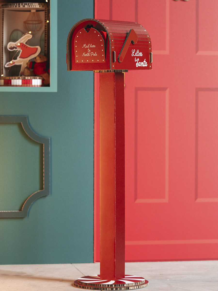 Cassetta portalettere per Babbo Natale con base autoportante in cartone Honeycomb Design