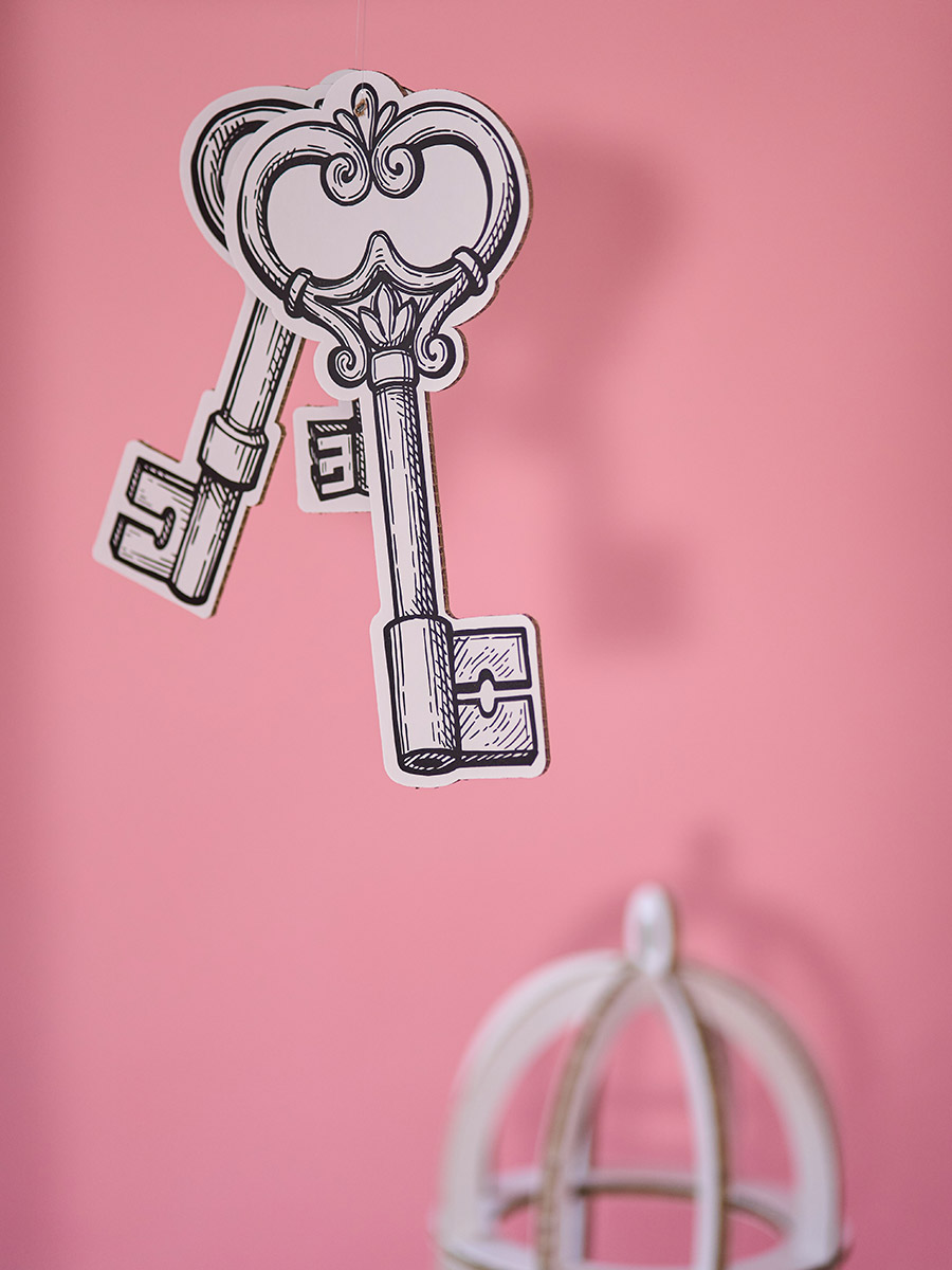 Chiavi decorative bianche e nere set 3 pz