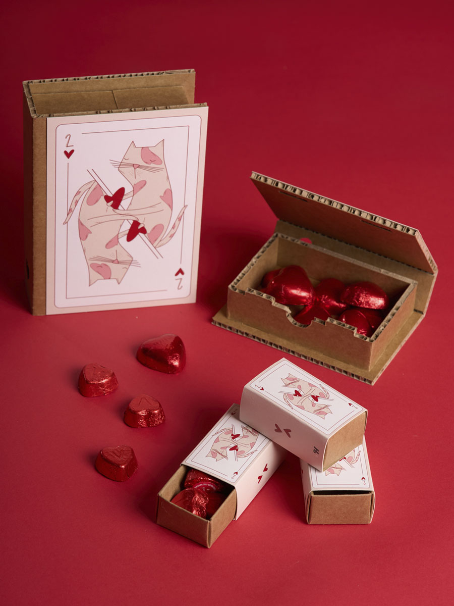 Scatola fiammiferi due di cuori set 10 pz