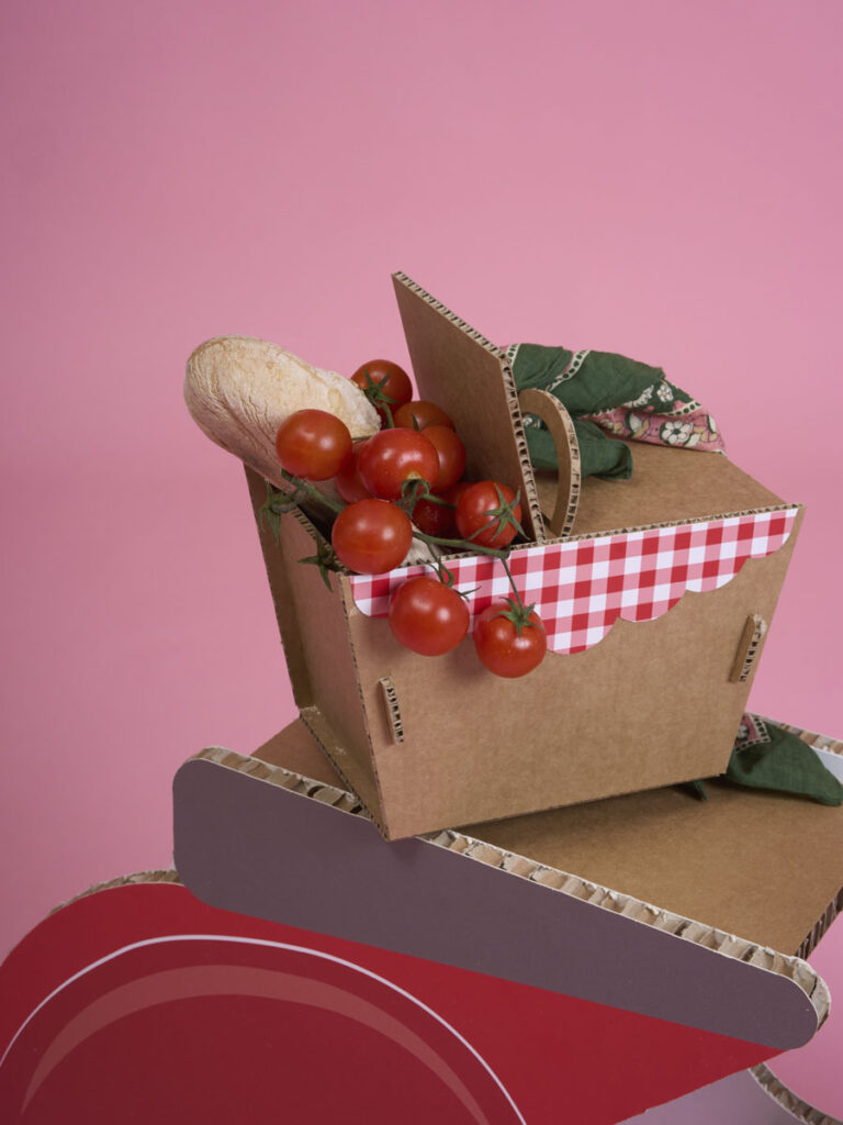 Cestino picnic quadretti rossi set 2 pz