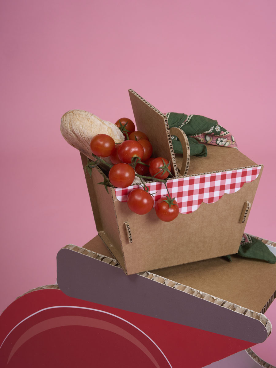 Cestino picnic quadretti rossi set 2 pz