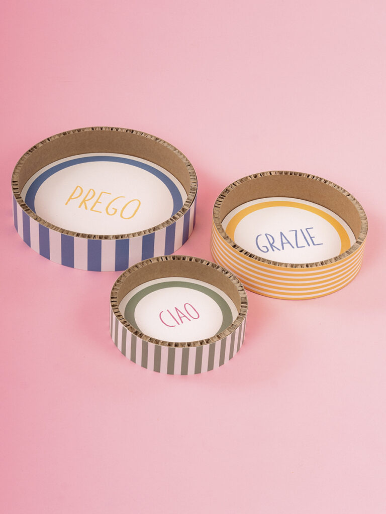 Vassoi circolari "grazie, prego, ciao" 3 pz