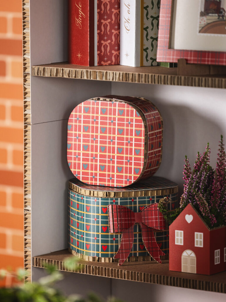 Scatole tartan cuori set 2 pz