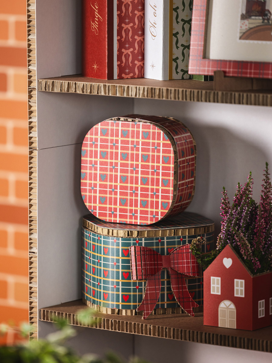 Scatole tartan cuori set 2 pz