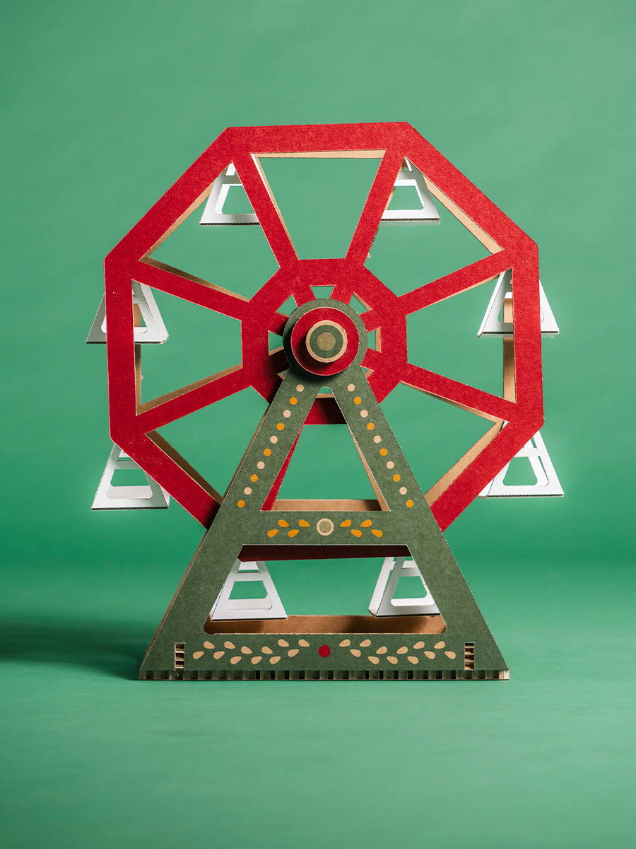 Ruota panoramica piccola in cartone alveolare FSC per decorazioni natalizie Honeycomb Design
