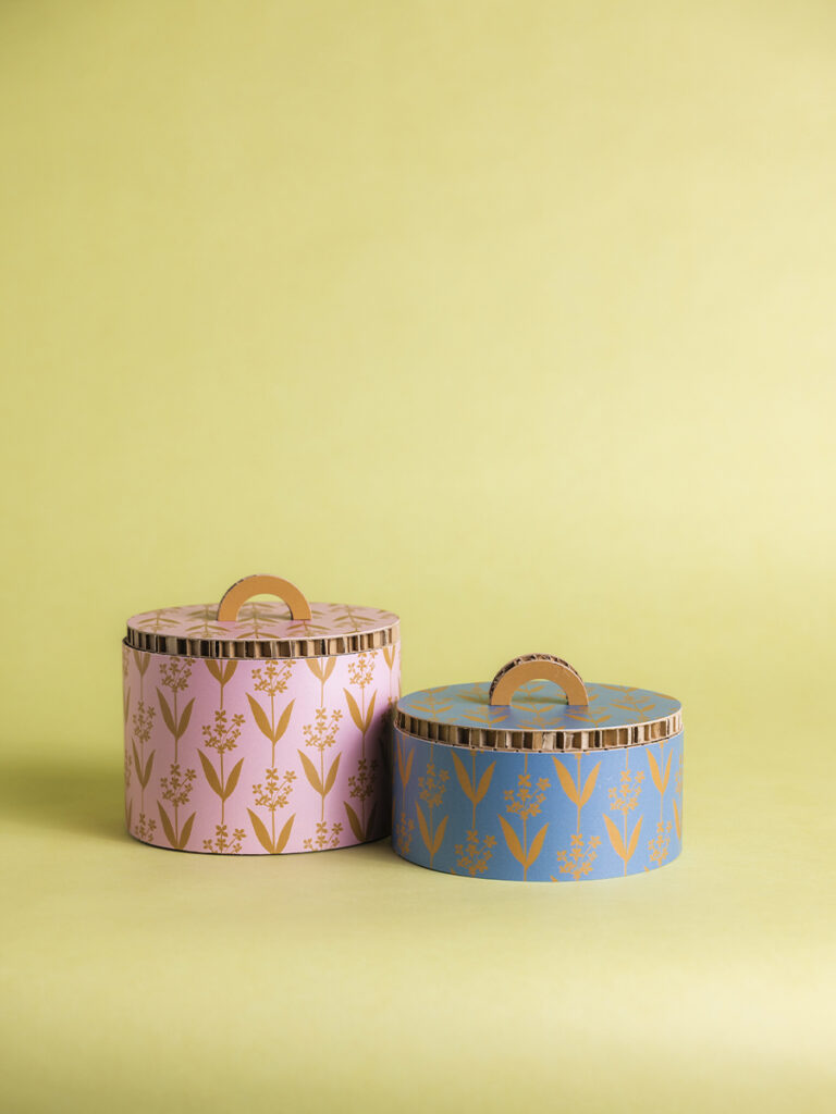 Box fantasia fiori ocra set 2 pz