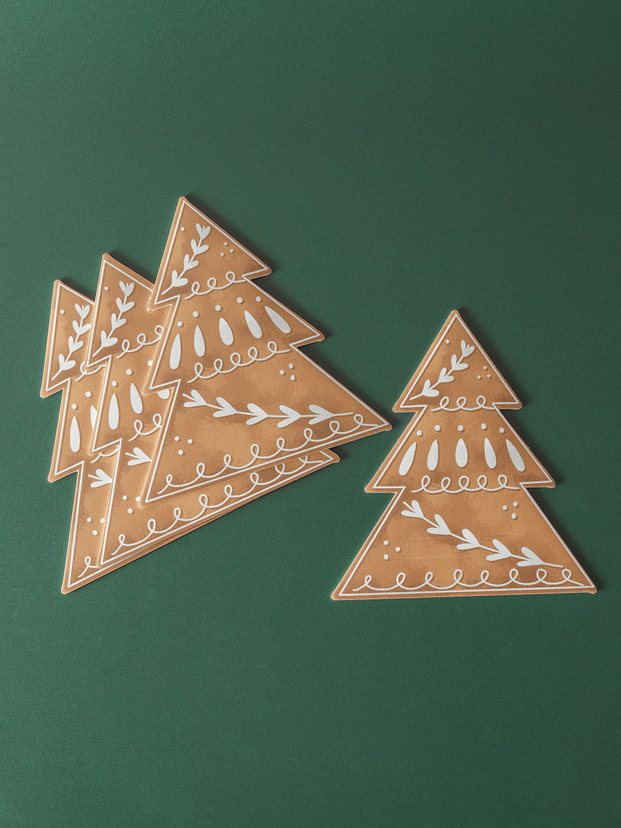 Set 4 Abeti porta posate natalizi in cartone alveolare Honeycomb Design
