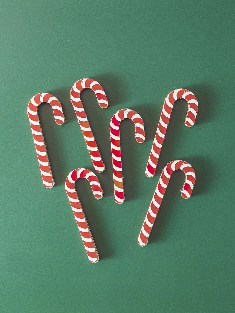 Set 6 decorazioni natalizie bastoncino di zucchero Candy Cane Honeycomb Design