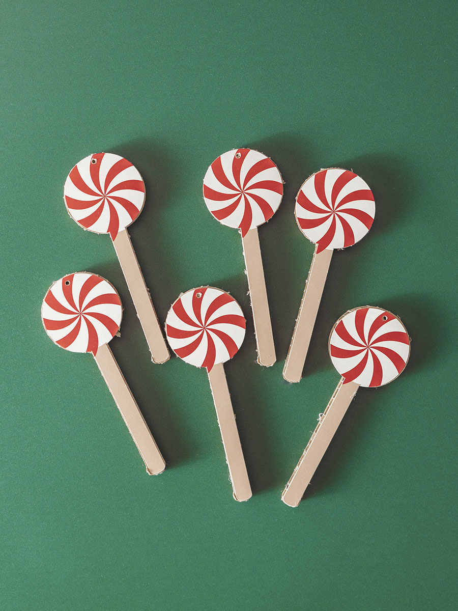 Set 6 decorazioni natalizie lecca lecca rotondi in cartone Honeycomb Design