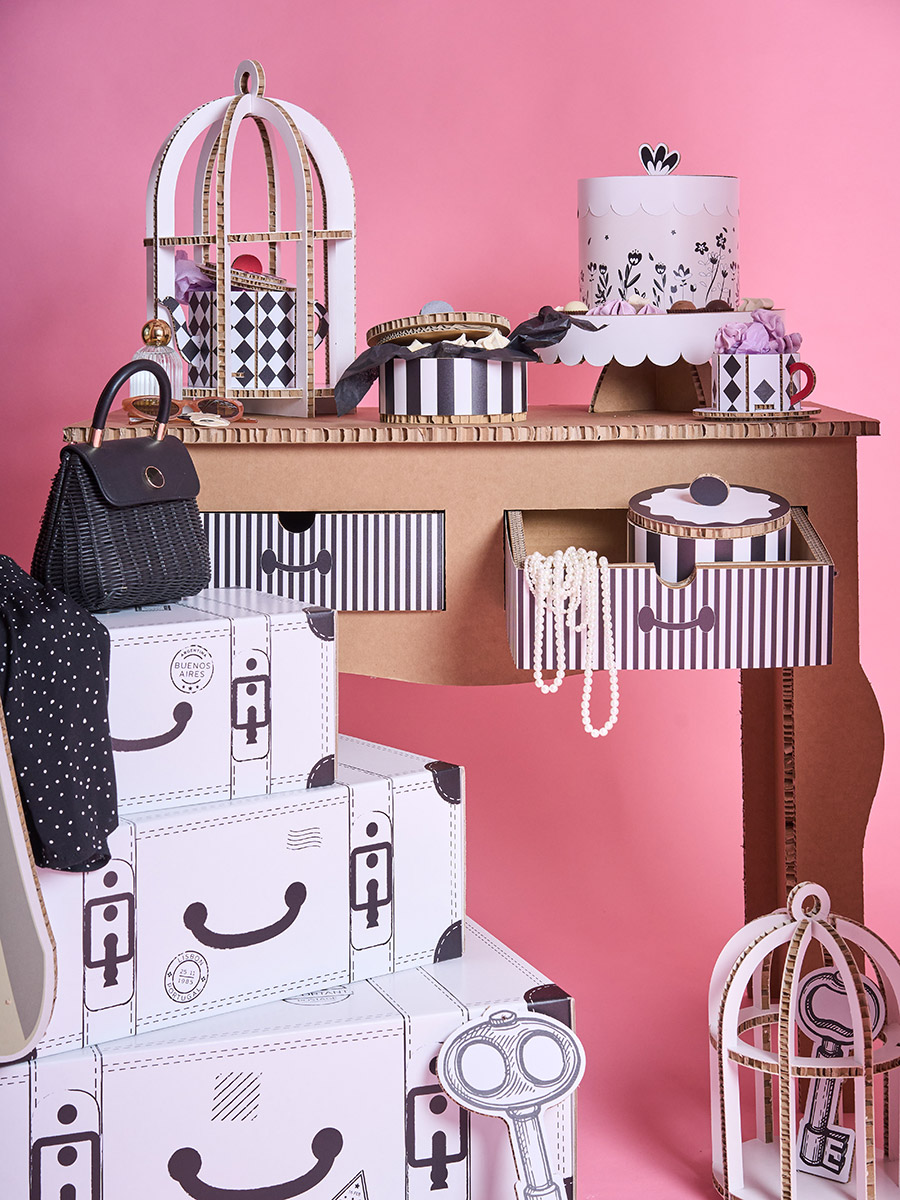 Valigie decorative bianche e nere set 3 pz
