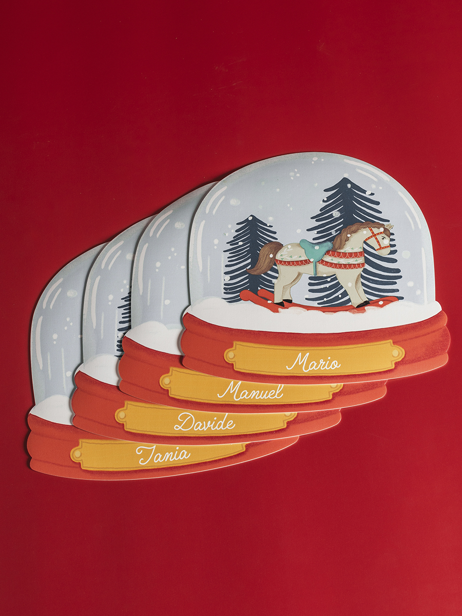 Set tovagliette natalizie rotonde cavallino a dondolo Honeycomb Design