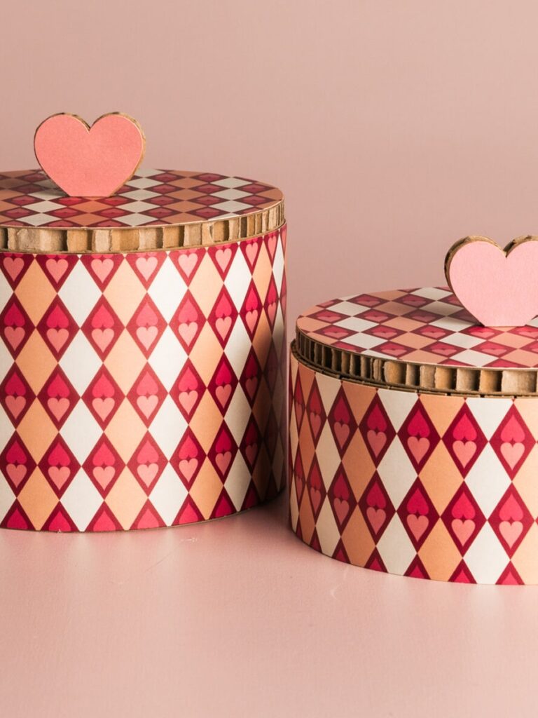 Love Box rombi rosa e bianca 2 pz 2 misure