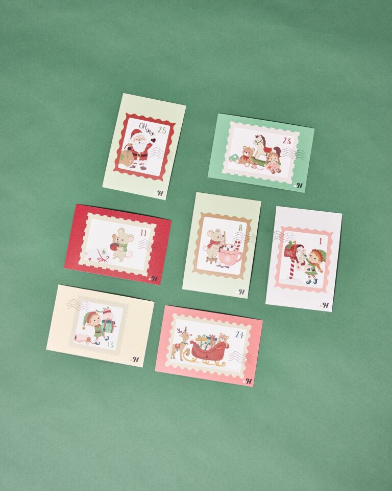 Cartoline con francobolli Natalizi set 7 pz