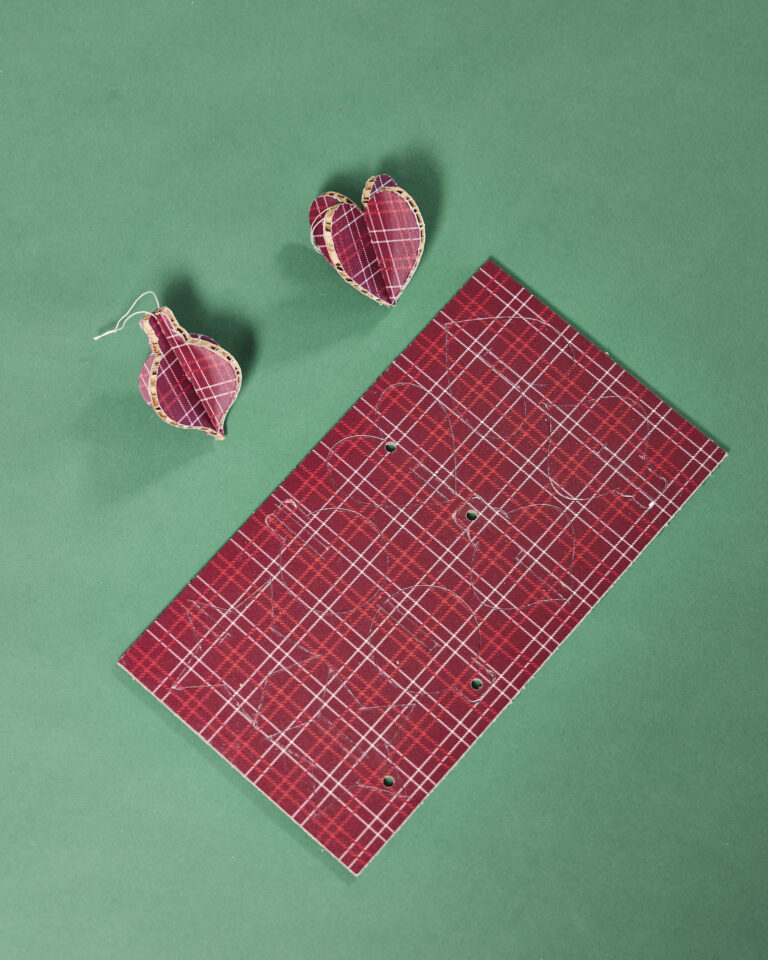 Decorazioni albero Tartan bordeaux set 4pz