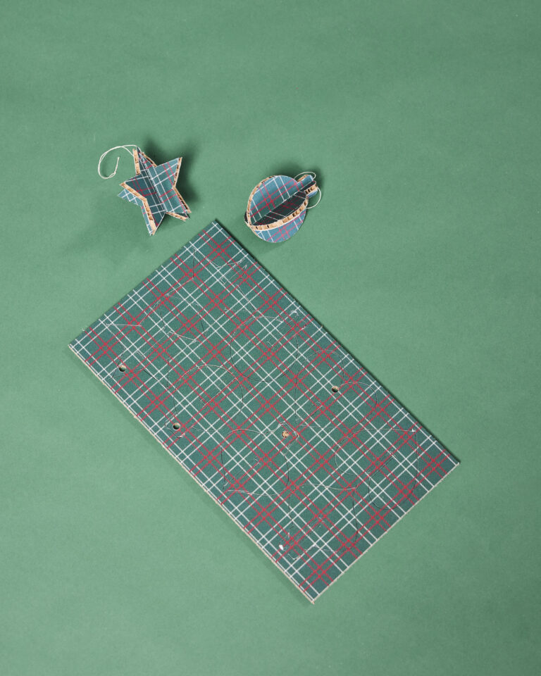 Decorazioni albero Tartan verde set 4pz