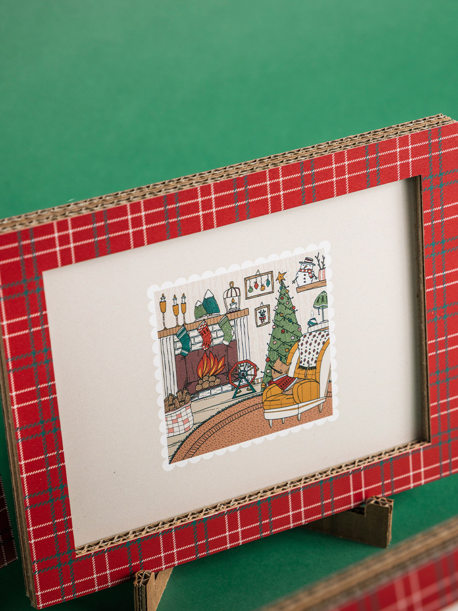 cornici tartan casa mamma con illustrazioni set 4 pz cornice 1